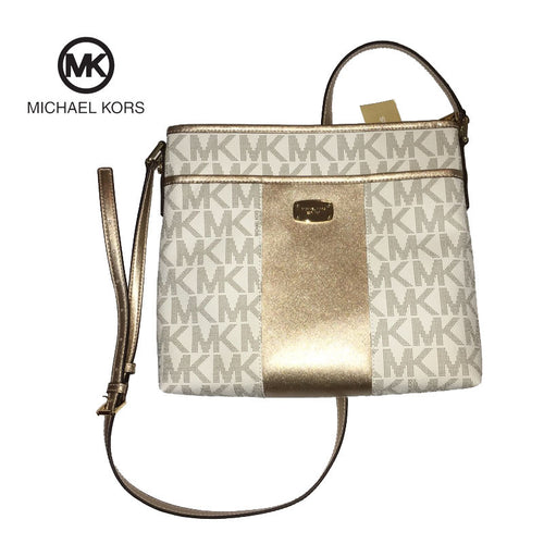 MK Bolsa Dorado Blanco